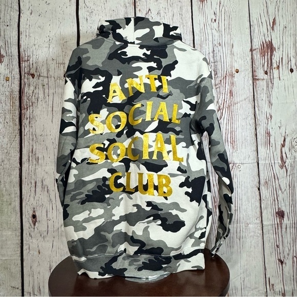 Anti Social Social Club Camouflage Hoodie Fleece Lined Winter Wear Small EUC - Picture 7 of 12